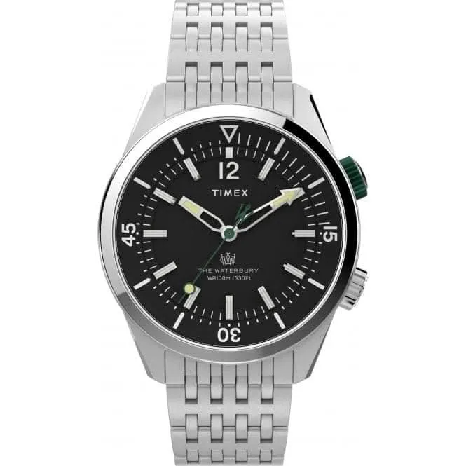 Waterbury Diver Stainless Steel Black Dial Watch TW2V49700