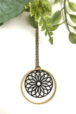 Wine on Sundays Jewelry Filagree Brass Circle Necklace