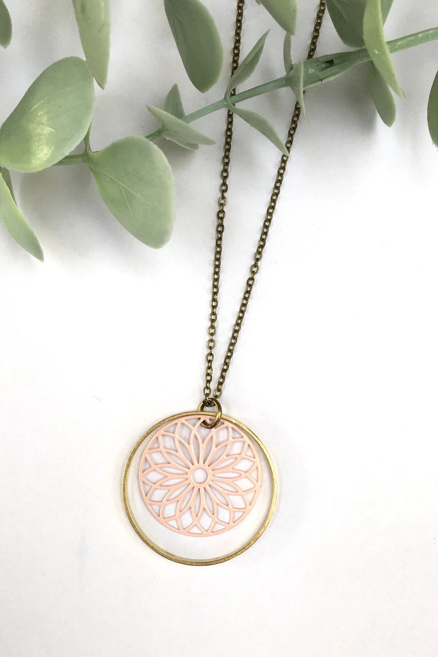 Wine on Sundays Jewelry Filagree Brass Circle Necklace