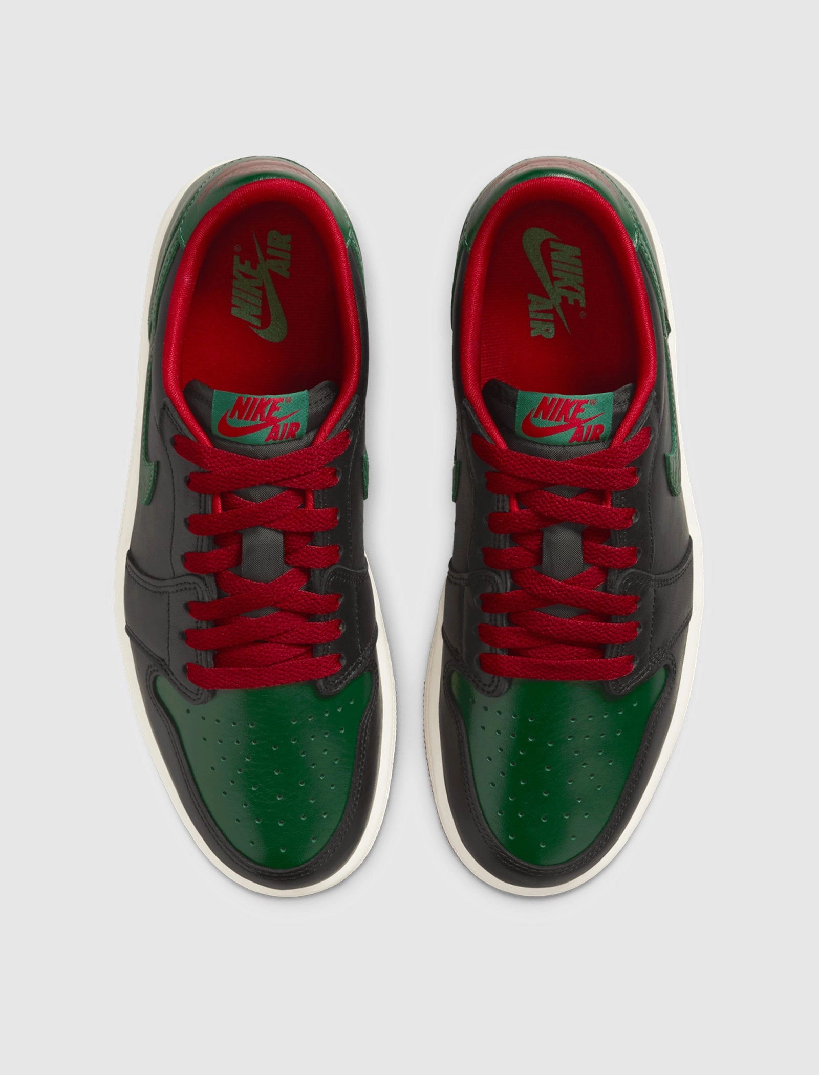 WOMEN'S AIR JORDAN 1 LOW OG "BLACK/GORGE GREEN/VARSITY RED" Retro basketball lifestyle shoes