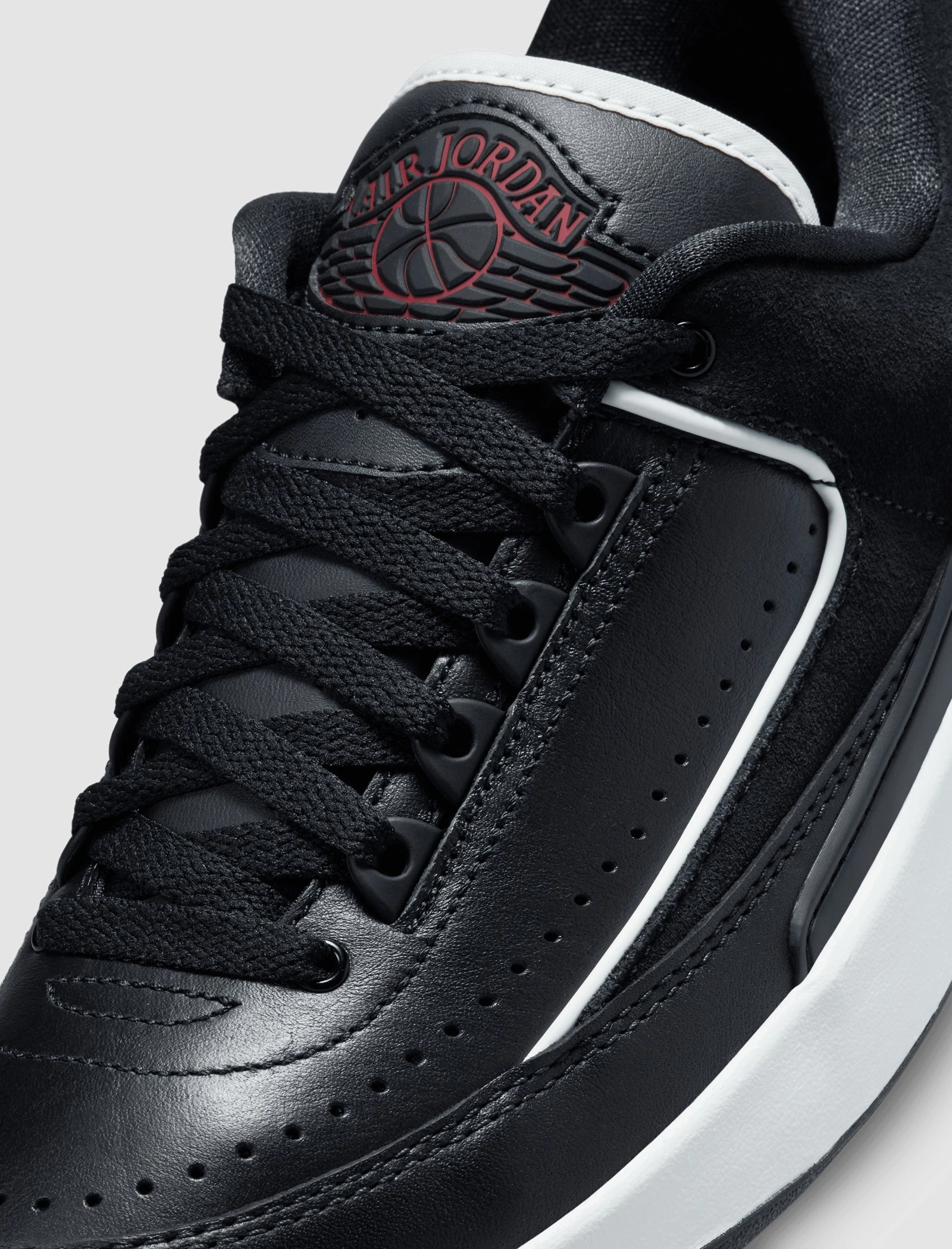WOMENS AIR JORDAN 2 LOW "BLACK/ VARSITY RED" Retro basketball lifestyle shoes