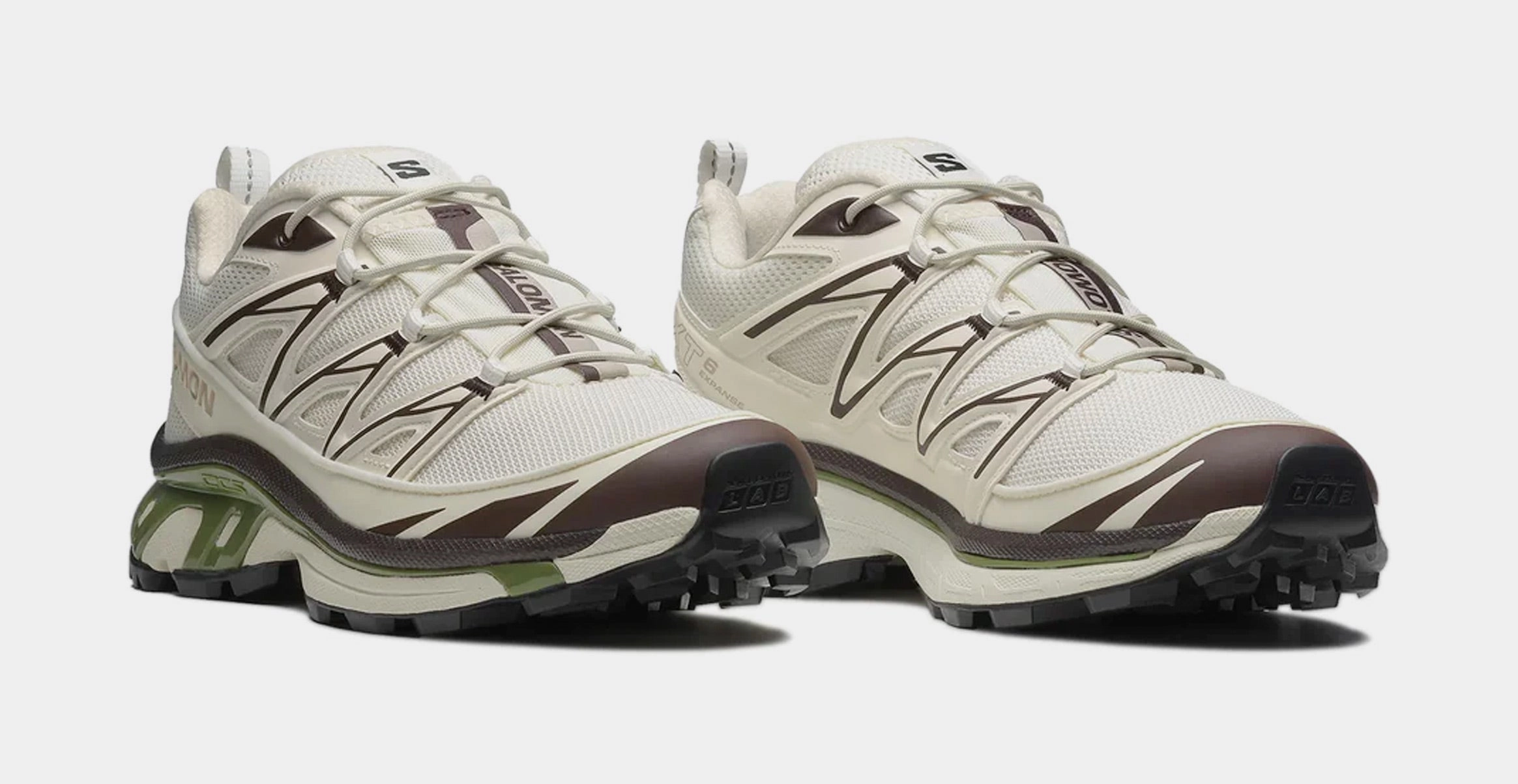 XT-6 Expanse Mens Running Shoes (Vanilla Ice/Black Coffee/Green) Salomon Performance Line