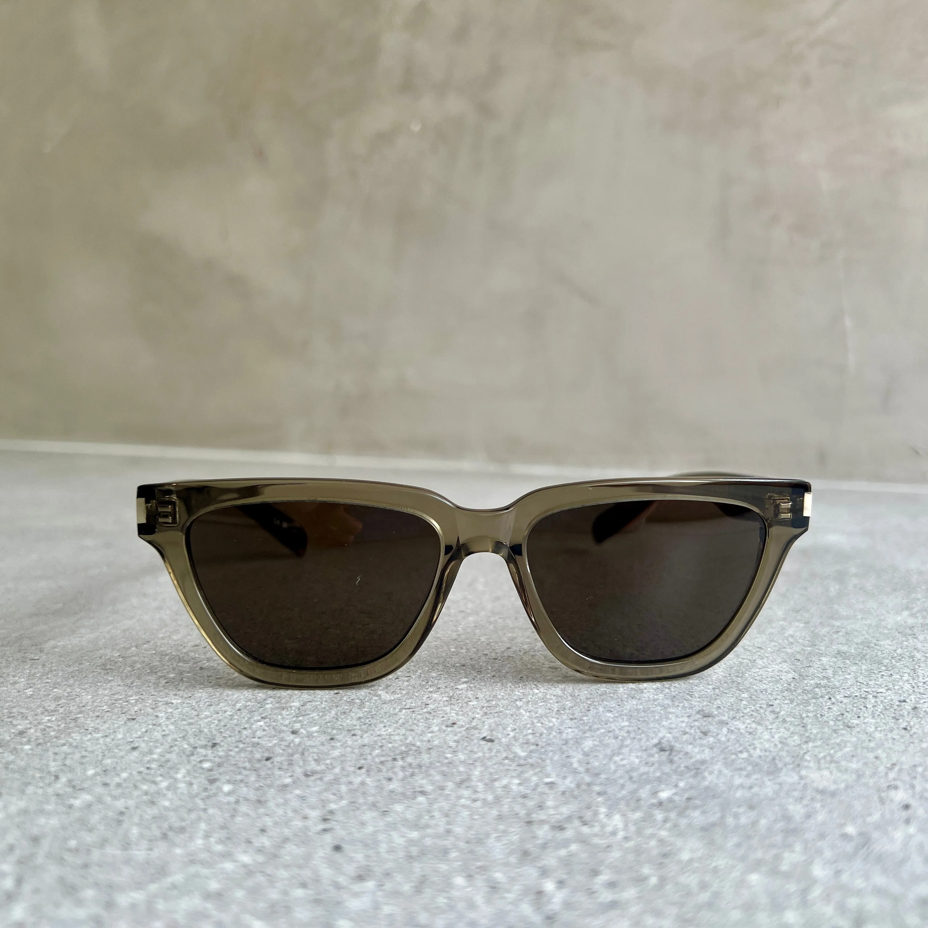 Ysl Sunglasses YSL SL462 Suplice Acetate Sunglasses, Translucent Olive Grey